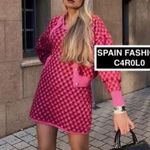 ZARA PLAID KNIT Sleeveless Mini A-Line Dress w/ Round Neckline Size S Pink NEW Photo 1