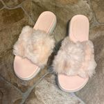 ASOS Light Pink Faux Fur Slide Sandals, Size 5 Photo 0