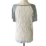 Miss Me Vintage  Lace Tee Top Gray Beaded V-Neck Photo 7