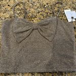 BE ORIGINAL SPARKLE CROP TOP SIZE M BOW NWT ADJ STRAP HOLIDAY PARTY Light Gold Size M Photo 3