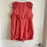 Grace Elements Women's Pink V-Neck Sleeveless Blouse Top 100% Linen Rose Pom Pom Photo 1