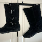 White Mountain Black leather Suede Faux Fur Lined Mongolian style Winter Boot Photo 0