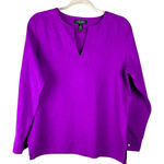 Ralph Lauren Lauren  Women’s size PL  Large Purple Roll Tab Sleeve 100% Linen Top Photo 0