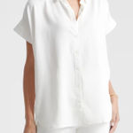 Quince Camp Shirt tencel short sleeve button up womens White large contemporary Photo 0