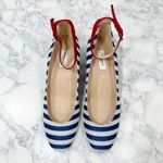 LK Bennett Hadley Blue White Striped Closed Courts Heels Size 9 Photo 3