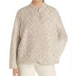 None Light Beige Tan Floral Print Quilted Open Front Cardigan Small Photo 0