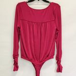 Free People NWOT Ruched Sleeve Maroon Bodysuit Photo 2