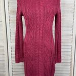 Talbots Cowl Neck Cable Knit Sweater Dress Bodycon Wine-XS Photo 0