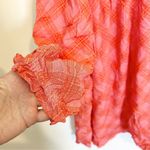 BP NWT by Nordstrom Coral Pink Ian Bias Plaid Flowy Ruffle Cuff Dress - XL Photo 2