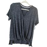 Calvin Klein Women's Black Grey Heather Short Sleeve Twist Front Tee L Photo 2