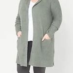 Barefoot Dreams  CozyChic Lite Relaxed Hooded Cardi Sweater with Pockets Green 1x Photo 0