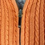 Ralph Lauren Womens Zip Up Cable Knit Cardigan Sweater Sz Lg Orange Gold Accent Photo 2