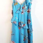 Avec Les Filles  Dress Blue Painterly Boutique Ruffle Georgette Midi Dress 2 NWT Photo 11