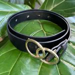 Faux Leather Double Circle Belt Black Photo 2