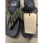 Women's Meeka Sandals Beaded Black, Green And White Sling Back Size 7 Boho Black Photo 2