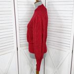 EXPRESS  Mock Neck Puff Sleeve Cable Knit Sweater Red Small Photo 1