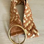 Fossil Vintage  Oversized Woven Metallic Leather Statement Belt Big Buckle Size S Photo 7