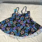 Swim Solutions Tankini Top Swimsuit size 8 Boho Paisley V Neck Underwire NEW Blue Photo 3