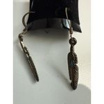 VINTAGE SOUTHWESTERN THEMED‎ SILVER TONE TURQUOISE DROP DANGLE EARRINGS Blue Photo 1
