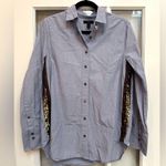 J.Crew Periwinkle Blue Button-Up Shirt with Gold Sequin Stripe Accents Size 6 S Photo 11