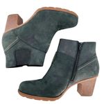 Clarks Black Nubuck Leather Ankle Boots Block Heel Side Elastic Panel Size 10 Photo 1