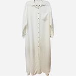 NWT Anthropologie Oversized Linen Button Front Maxi Shirt Dress Small White Photo 3