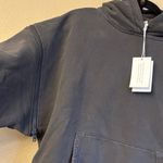 frame denim NEW! X Imaan LARGE Zipper Long Short Sleeve BLACK Hoodie Sweatshirt Photo 12