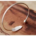Boutique NEW Feather Cuff Bangle Bracelet 925 Sterling Silver Adjustable Photo 12