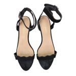 Loeffler Randall  Emi Block Heel Sandals Black Suede Leather Open Toe‎ Women's 9 Photo 3