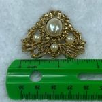 Gold Color Faux Pearl Cabochon Center Brooch Accent Pearls Gold Color Accents Photo 10