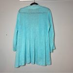 Eileen Fisher  Cardigan Sweater Open Front Linen Bright Blue Size Medium Photo 3