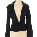 Anthropologie Tabitha Blazer Jacket Black Silk Draped Collar Size 4 S Small Photo 1