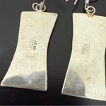 Vintage Alpaca Mexico Mexican Silver Black Enamel Abalone Inlay Dangle Earrings Photo 11