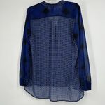 Halo Boho Sheer Top Blue Mixed Pattern High Low Long Sleeve Whimsical Size M Size M Photo 6