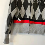 10.Deep Pattern Diamond Zip Up Sweater Hoodie Black Gray Streetwear Small Photo 2