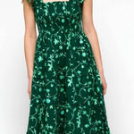 Hill House  Home The Ellie Nap Midi Dress‎ Green Botanical Smocked Ruffle Sz XS Photo 0
