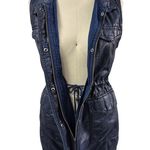 Banana Republic Navy Coated Denim Drawstring Pocket Utility Vest Women’s M Photo 1
