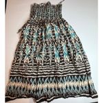 Bamboo  Thread Womens One Size Smocked‎ Dress Strapless Sundress Turquoise Photo 3