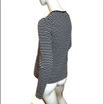 Michael Kors  Striped Zipper Long Sleeve Crewneck Tee Navy Blue White S M… Photo 4