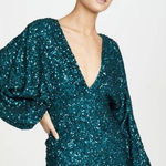 Retrofête Retrofete Aubrielle Sequin Mini Dress Blue/Green Size XS NWT Long Sleeve V Neck Photo 0
