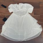 Lulus White Tiered Ruffle Dress XS Short Sleeve Bow Back Casual Mini Photo 9