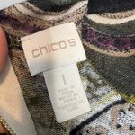 Chico's  Fitted‎ Mock Neck Patterned Top Size 1 Small Zip Back Equestrian Photo 1