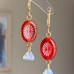 Handmade retro vintage cute whimsical style quality Czech glass beads unique dangle earrings❤️ Photo 0