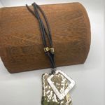 Chico's Hammered Metal Pendant Necklace Multi Strand Leather Necklace Artsy Edgy Photo 1