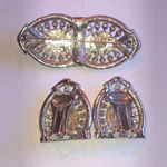Angel Brand Elegant Vintage Silver Tone Rhinestone Brooch Earrings Jewelry Set Photo 5