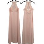 Faviana Vintage 90s Y2k Baby Pink Halter Neck Beaded Semi Formal Gown Dress 6 Photo 2