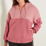 PINK - Victoria's Secret Victoria's Secret PINK Varsity pink 2 toned sherpa half-zip pullover Photo 0