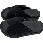 UGG US 8 Platform Sandals Black Goldenstar Cross Slide Suede Women’s Shoes Unworn Photo 6