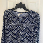 Tacera Navy Blue Chevron Navy Dress Midi Length Photo 5