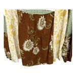 Ces Femme Stuck On You Peasant Long Sleeve Quilt Print Blouse Size Large NWOT Brown Photo 2